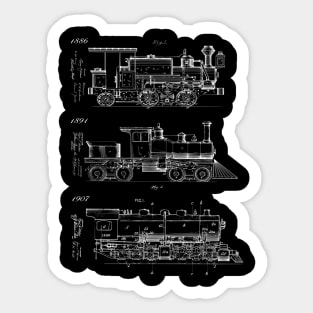 Vintage Steam Trains Patent Print Sticker